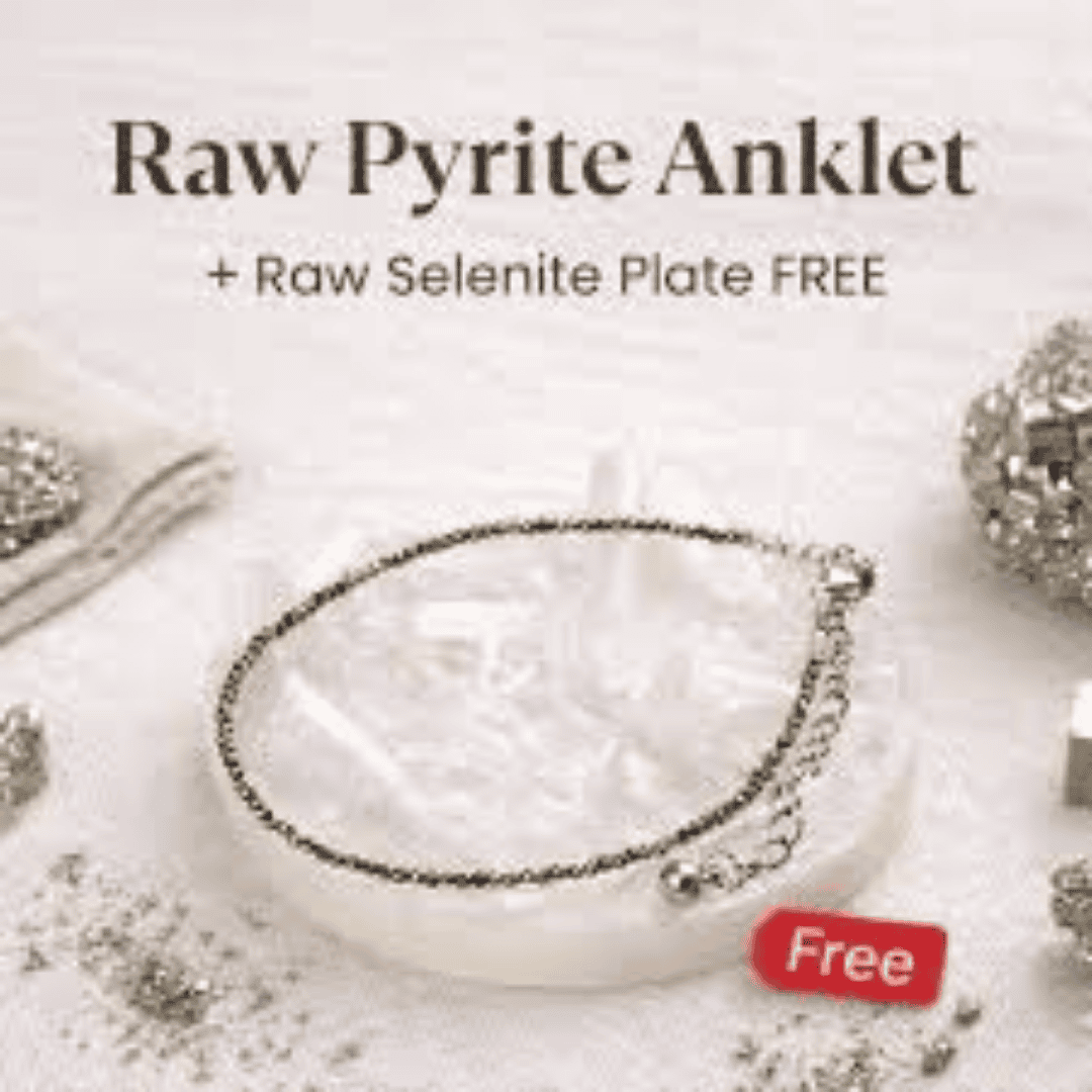 Raw Pyrite Bracelet with free Raw Selenite Plate